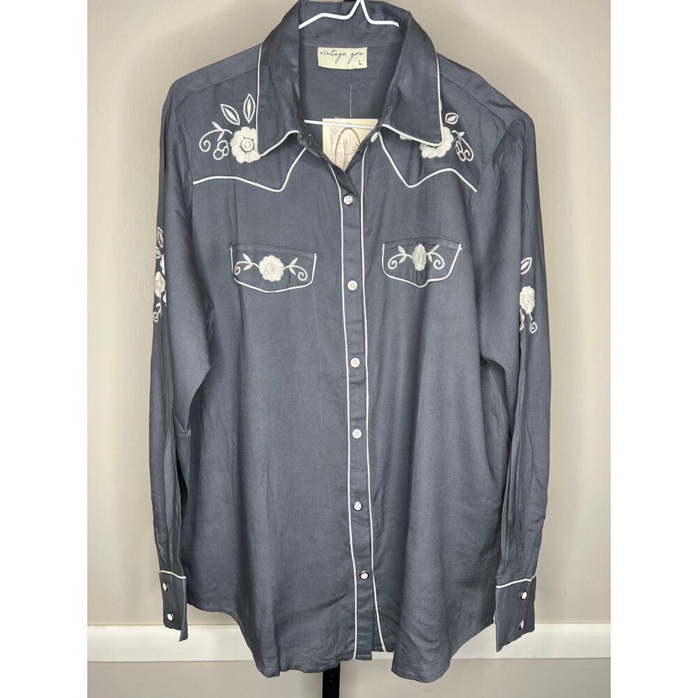 Vintage Goa NWT Embroidered Western Shirt Boho Prairie Y2K Medium - Picture 2 of 7